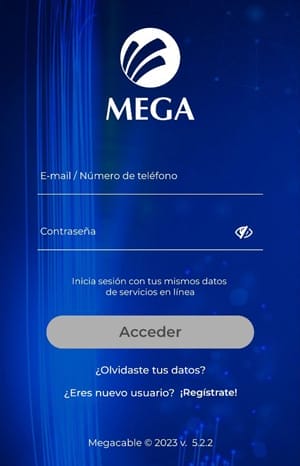 Megacable App para el pago en línea.